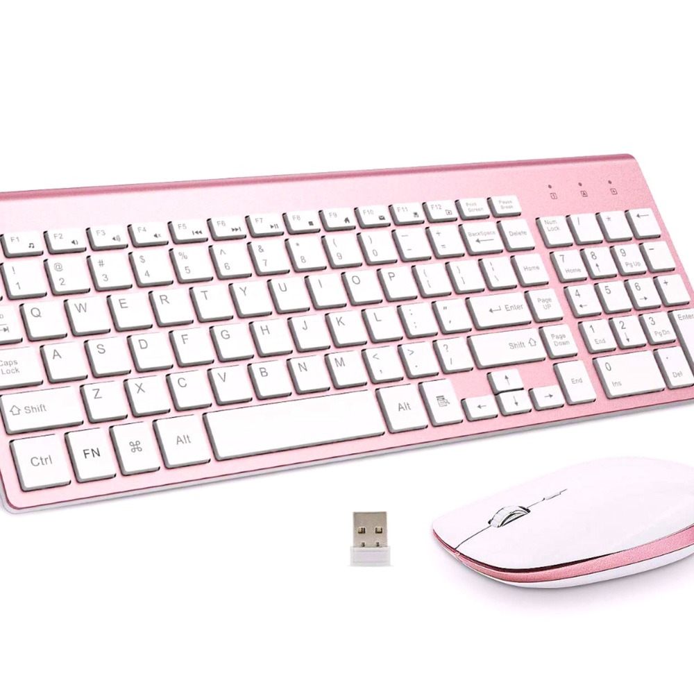 Pink Wireless keyboard with mouse